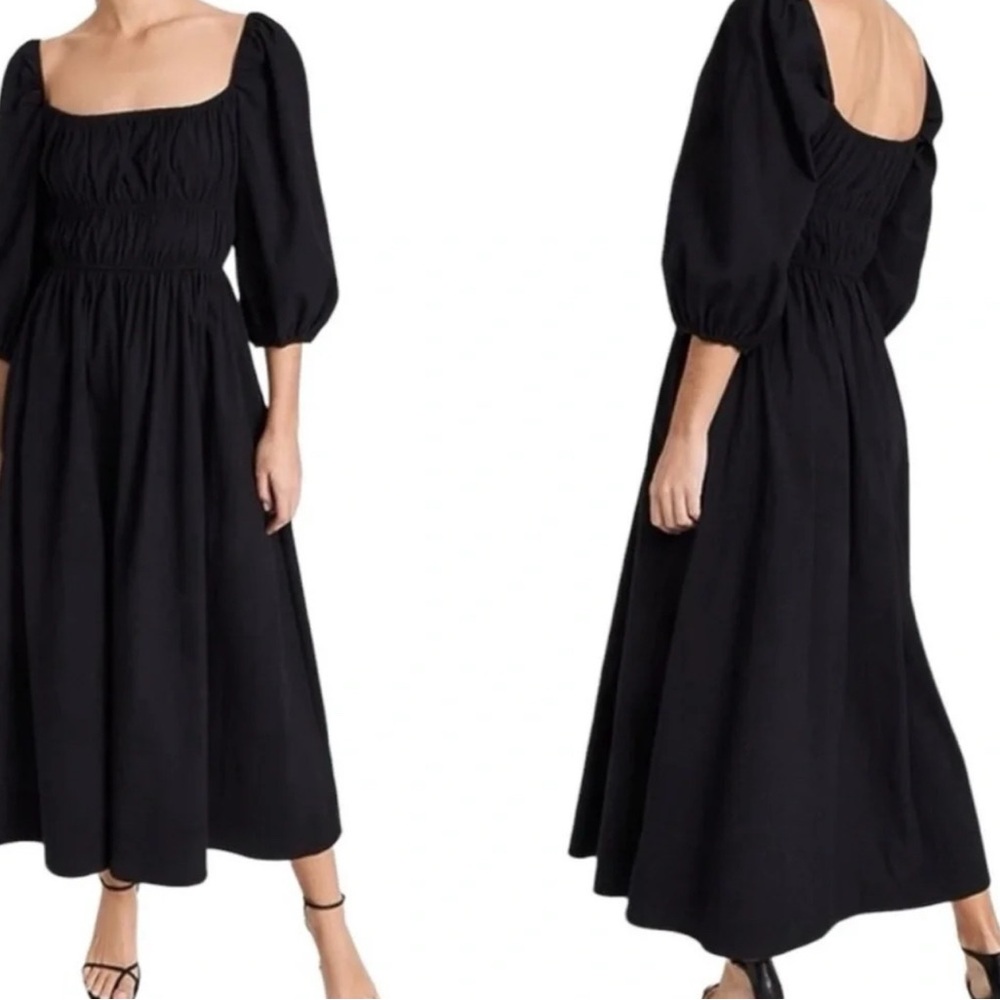 Reformation Bennie Midi 3/4 Puff Sleeve Black Dress Women’s Size Small